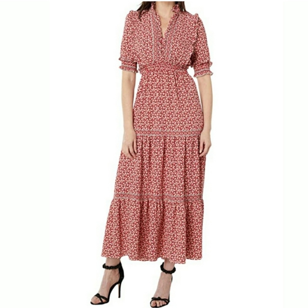 Boho Tiered Maxi Dress XS Cottagecore Prairie Modest Country